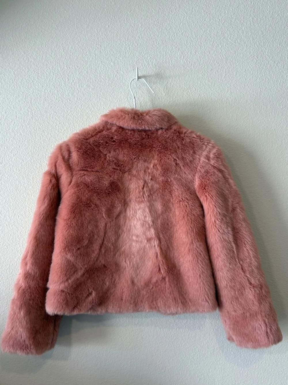 Fuzzy faux fur blush pink jacket
